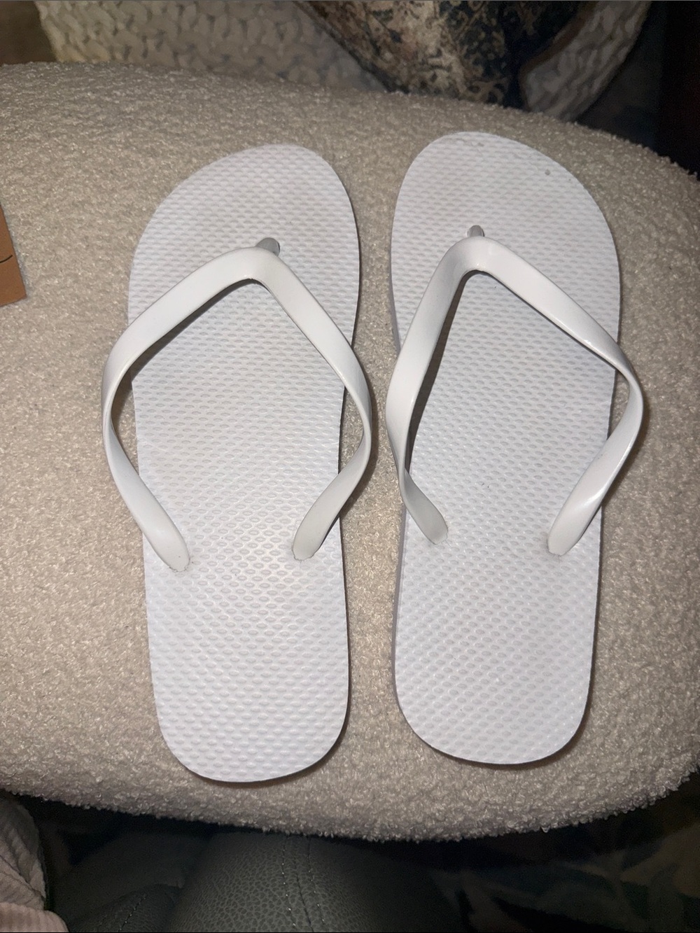 Classic White Flip Flop Sandals, unknown brand. Free with $20 purchase.
